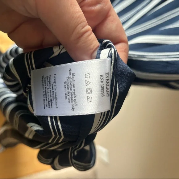 Everlane viscose slip Navy and White Striped Sleeveless Dress -NWOT - Picture 4 of 4